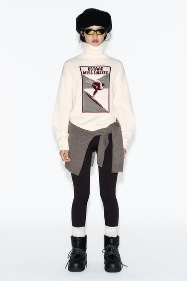 JACQUARD SEAMLESS SKI COLLECTION LEGGINGS - Burgundy by Zara