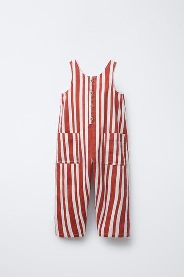 LONG STRIPED DUNGAREES - White / Red by Zara - Image 0