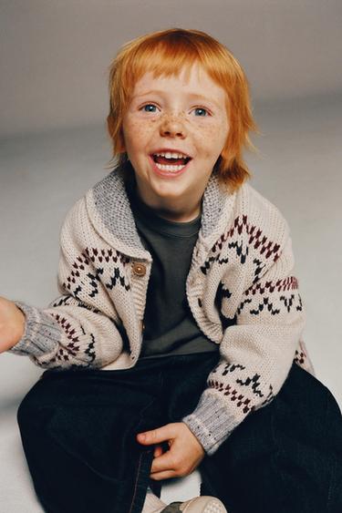 REINDEER CARDIGAN WITH WOOL - Beige by Zara