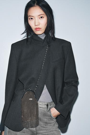 METAL MESH MINI BUCKET BAG - Silver by Zara