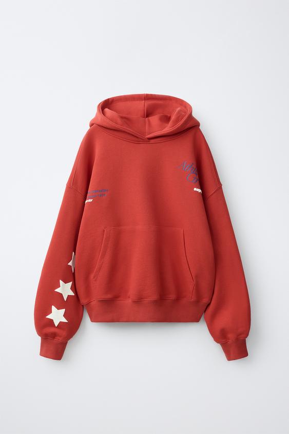 SLOGAN PRINT HOODIE - Red by Zara - Image 0