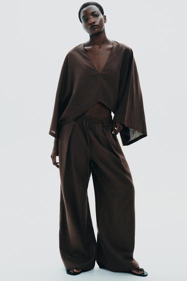 ASYMMETRIC CAPE KIMONO - Brown by Zara