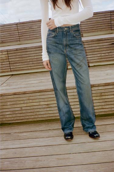 TRF WIDE-LEG HIGH-WAIST FULL-LENGTH JEANS - Indigo by Zara