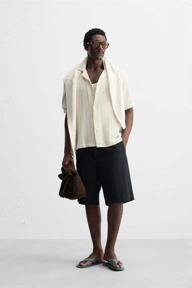 GEOMETRIC JACQUARD SHIRT - Oyster-white by Zara