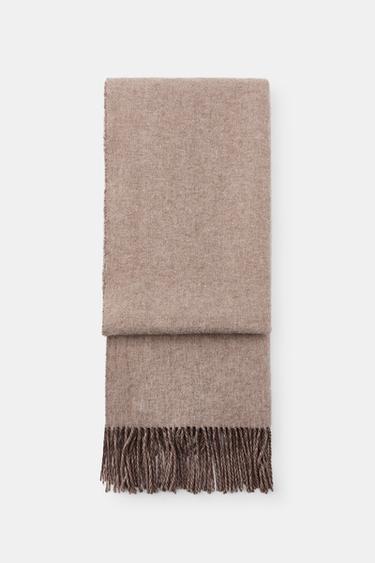DOUBLE-FACED SOFT FRINGED SCARF - camel by Zara