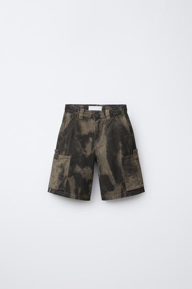 SPOTTED PRINT BERMUDA SHORTS - Dark beige by Zara - Image 0