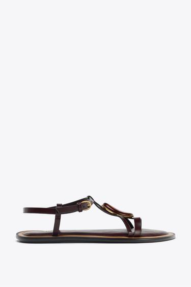 METAL APPLIQUÉ SANDALS - Brown by Zara