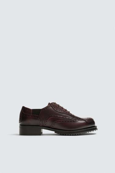 LIMITED EDITION LEATHER SHOES - Burgundy Red by Zara