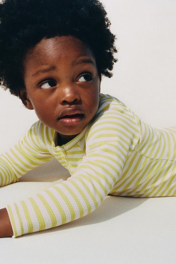 1-6 YEARS / STRIPED TEXTURED SWIMSUIT - Light lime green by Zara - Image 0