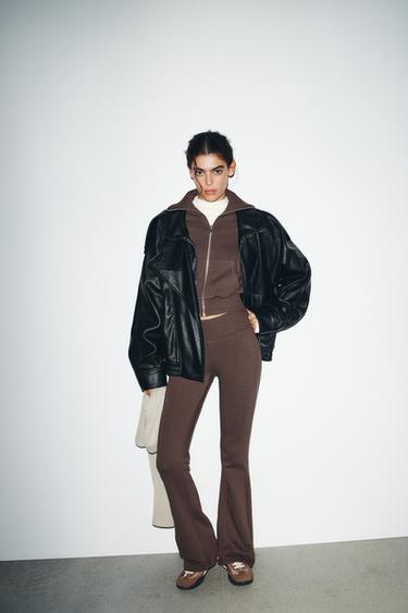 FLARE FLEECE TROUSERS - Brown by Zara - Image 0