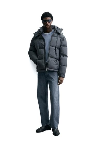 100% FEATHER WATER-REPELLENT PUFFER JACKET - Blue / Grey by Zara