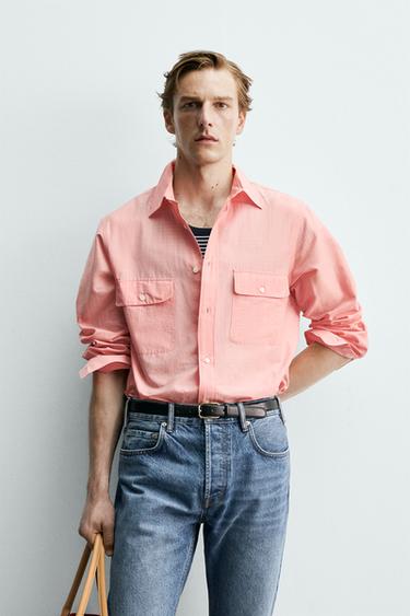 REGULAR FIT FLUID SHIRT WITH POCKETS AARON LEVINE X ZARA - Chalk pink by Zara