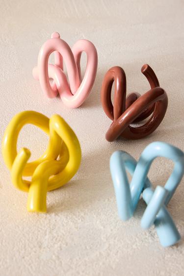 PACK OF TEXTURED CERAMIC NAPKIN RINGS (PACK OF 4) X COLLAGERIE - Pink by Zara