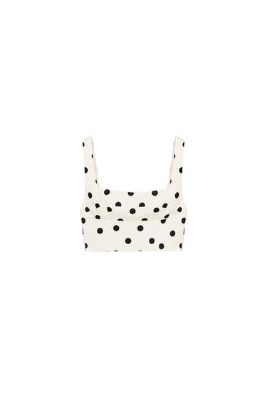 POLKA DOT CROP TOP - Ecru / Black by Zara