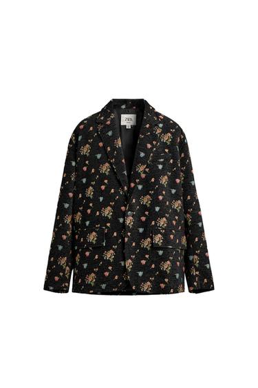 LIMITED EDITION FLORAL JACQUARD BLAZER - black/yellow by Zara