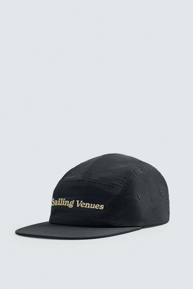 EMBROIDERED FLAT PEAK CAP - Navy blue by Zara
