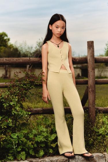 KNITTED FLARE TROUSERS - Light yellow by Zara