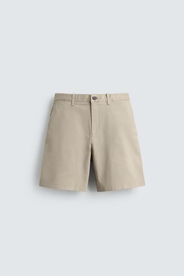 REGULAR FIT CHINO BERMUDA SHORTS - Beige by Zara