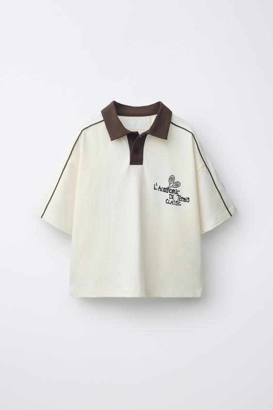 TENNIS PRINT POLO SHIRT - Oyster-white by Zara - Image 0