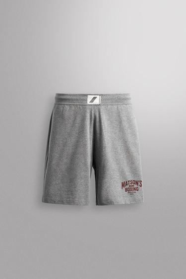 EMBROIDERED SHORTS WITH STRIPES - Grey marl by Zara