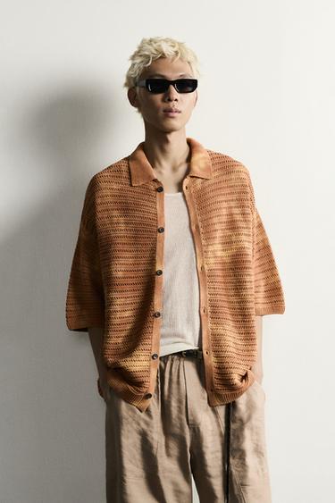 WASHED EFFECT RELAXED FIT KNIT SHIRT - Orange by Zara