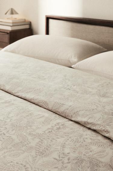 PAISLEY SATEEN DUVET COVER - Beige by Zara
