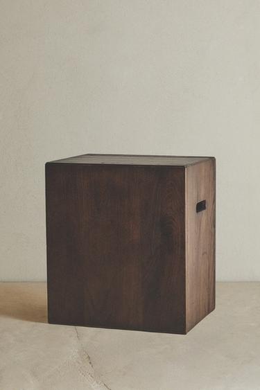 WOODEN CUBE SIDE TABLE - Brown by Zara