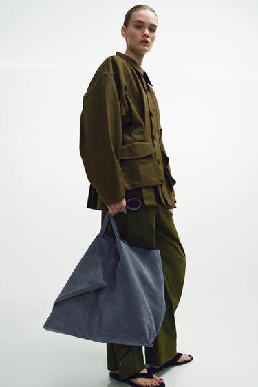 MAXI SPLIT SUEDE TOTE BAG - Blue by Zara