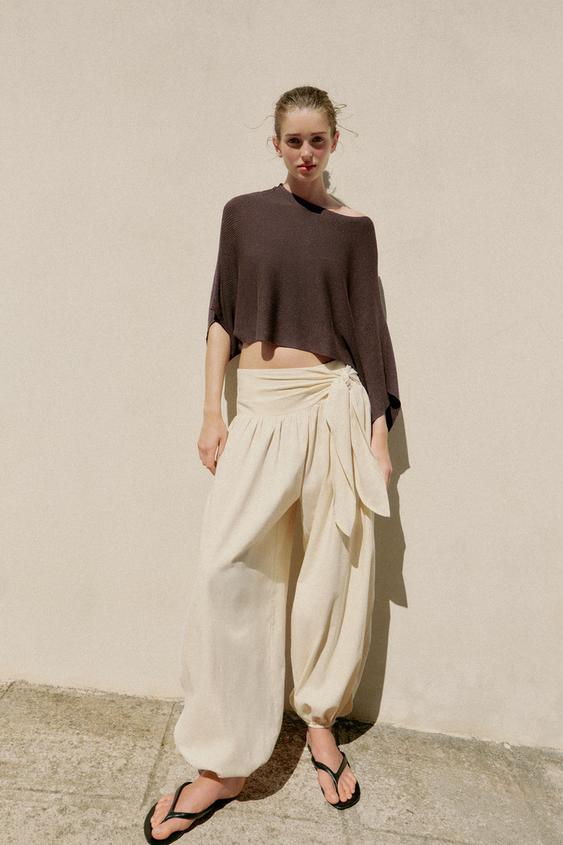 SHORT CAPE KNIT JUMPER - Brown by Zara - Image 0