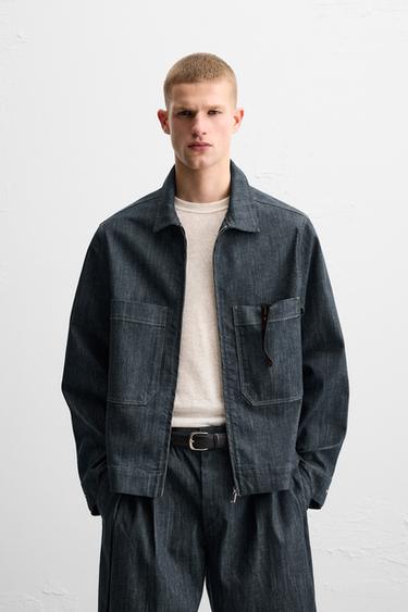 DENIM JACKET WITH POCKETS - Indigo by Zara