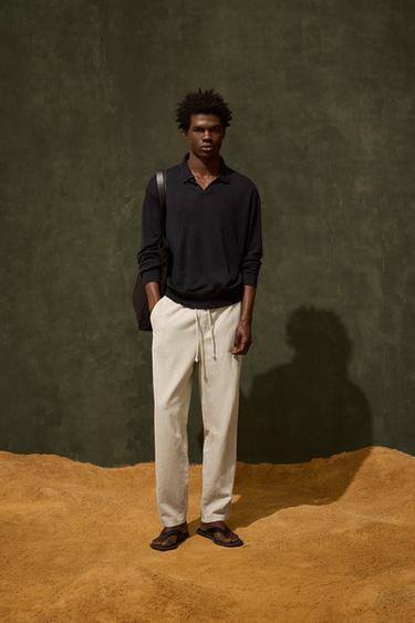 COTTON - LINEN TROUSERS - Light grey by Zara