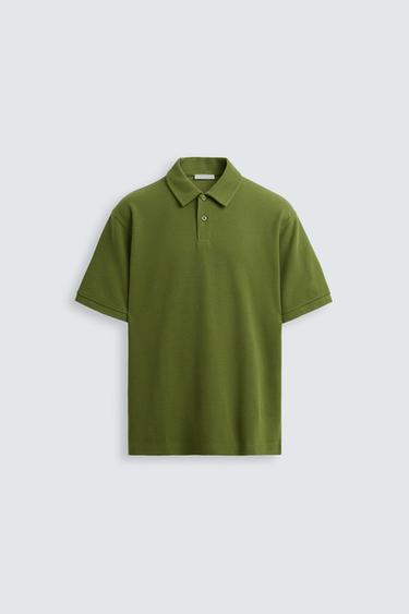 BASIC TEXTURED POLO SHIRT - Intense green by Zara