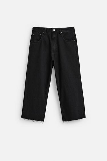 WIDE-LEG CROPPED JEANS - Black by Zara