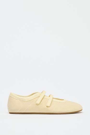 SATIN-EFFECT TOPSTITCHED BALLET FLATS - Yellow by Zara