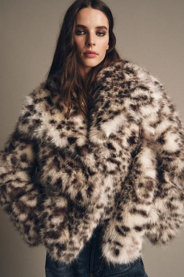 ANIMAL PRINT FAUX FUR JACKET ZW COLLECTION - Leopard by Zara