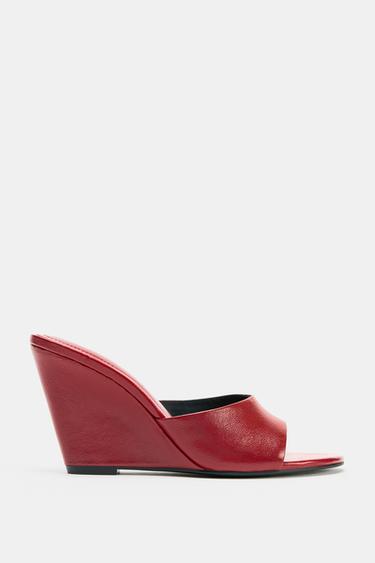 LEATHER WEDGES - Red by Zara
