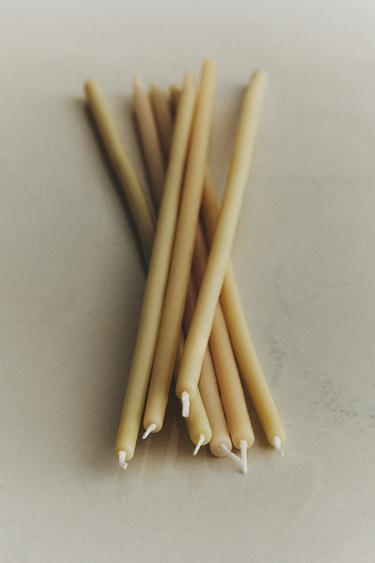 PACK OF THIN DECORATIVE CYLINDRICAL CANDLES (PACK OF 10) - Ecru by Zara