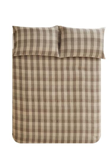 CHECKED LINEN DUVET COVER - Brown by Zara