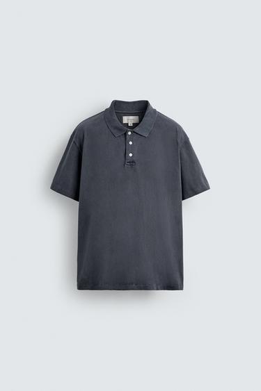 WASHED RELAXED FIT POLO SHIRT - Faded blue by Zara