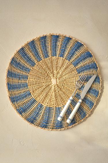 ROUND RATTAN PLACEMAT - Blue grey by Zara