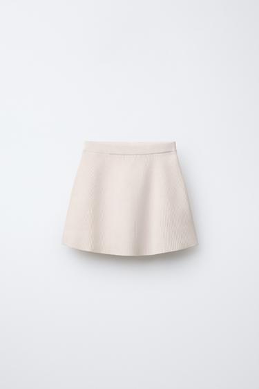 RIBBED SKIRT - Ecru by Zara