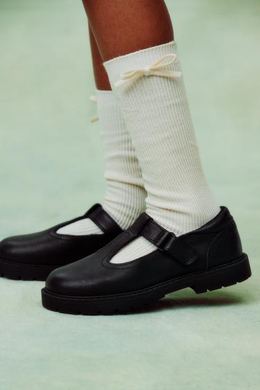 LEATHER SCHOOL SHOES - Black by Zara
