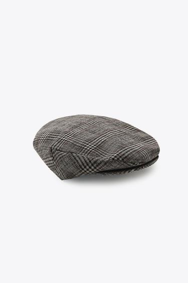 WOOL CHECK BERET - Grey by Zara