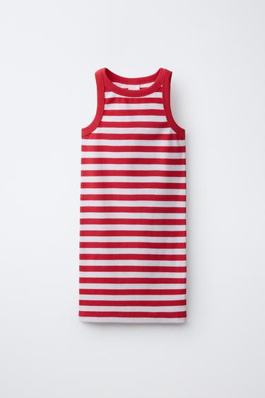 STRIPED RIBBED DRESS - Red by Zara