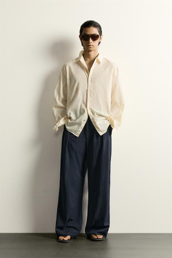 STRIPED RELAXED FIT PLEATED TROUSERS - striped by Zara - Image 0