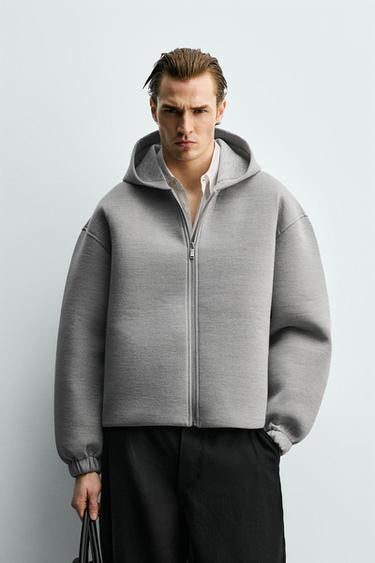 COMPACT BOXY FIT ZIP-UP SWEATSHIRT - Light grey by Zara