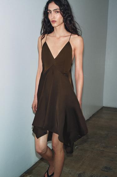 ZW COLLECTION ASYMMETRIC RUFFLE DRESS - Brown by Zara