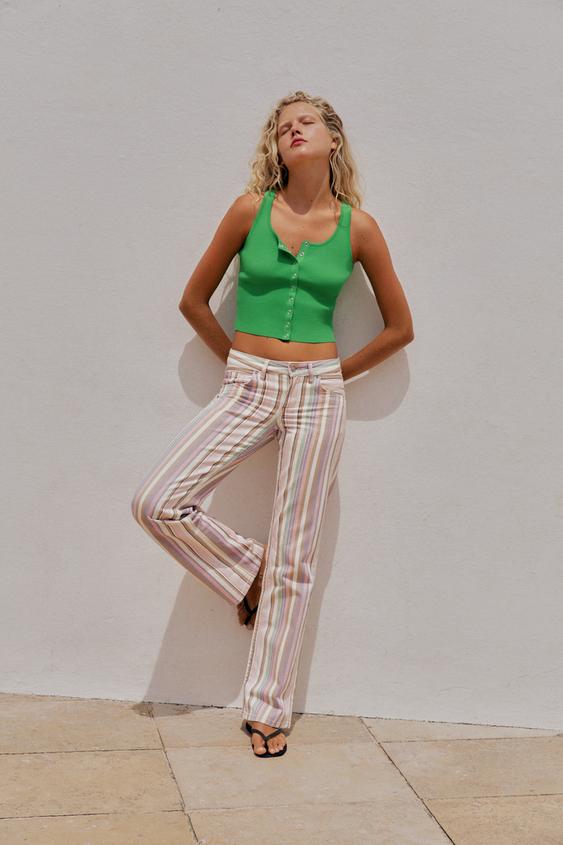 TRF LOW-RISE STRIPED WIDE-LEG JEANS - Stripes by Zara - Image 0