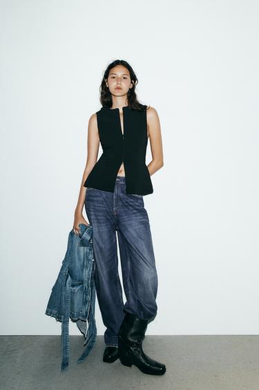 FITTED ZIP TOP - Black by Zara