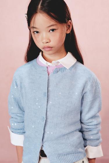 SEQUIN KNIT CARDIGAN - Light blue by Zara